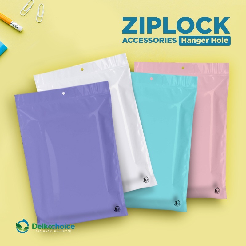 Delkchoice Ziplock Hanger Hole Plastik Klip Baju Plastik Ziplock Aksesoris Kantong Plastik Serbaguna