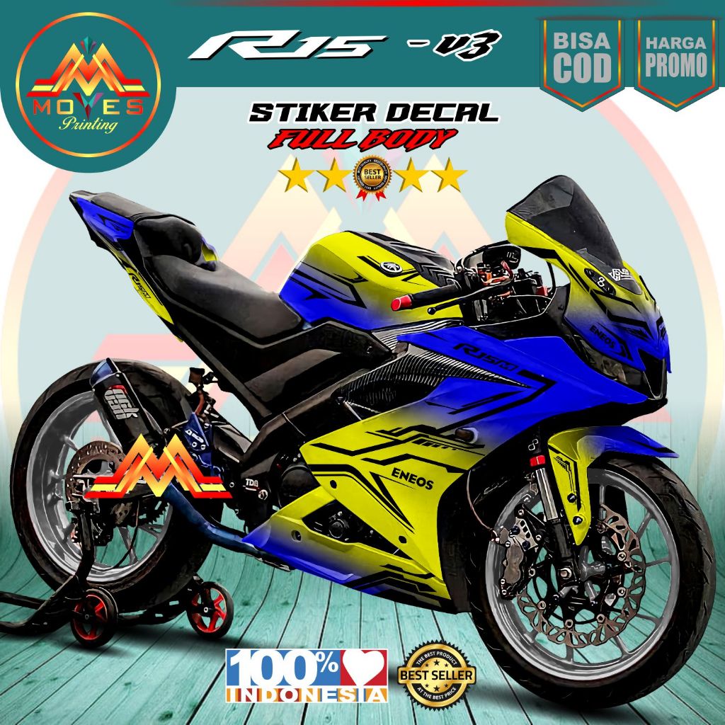 Terbaru Decal Yamaha R15 V3 Full Body Motif Matrix Line Bunglon Skotlet R15 V3