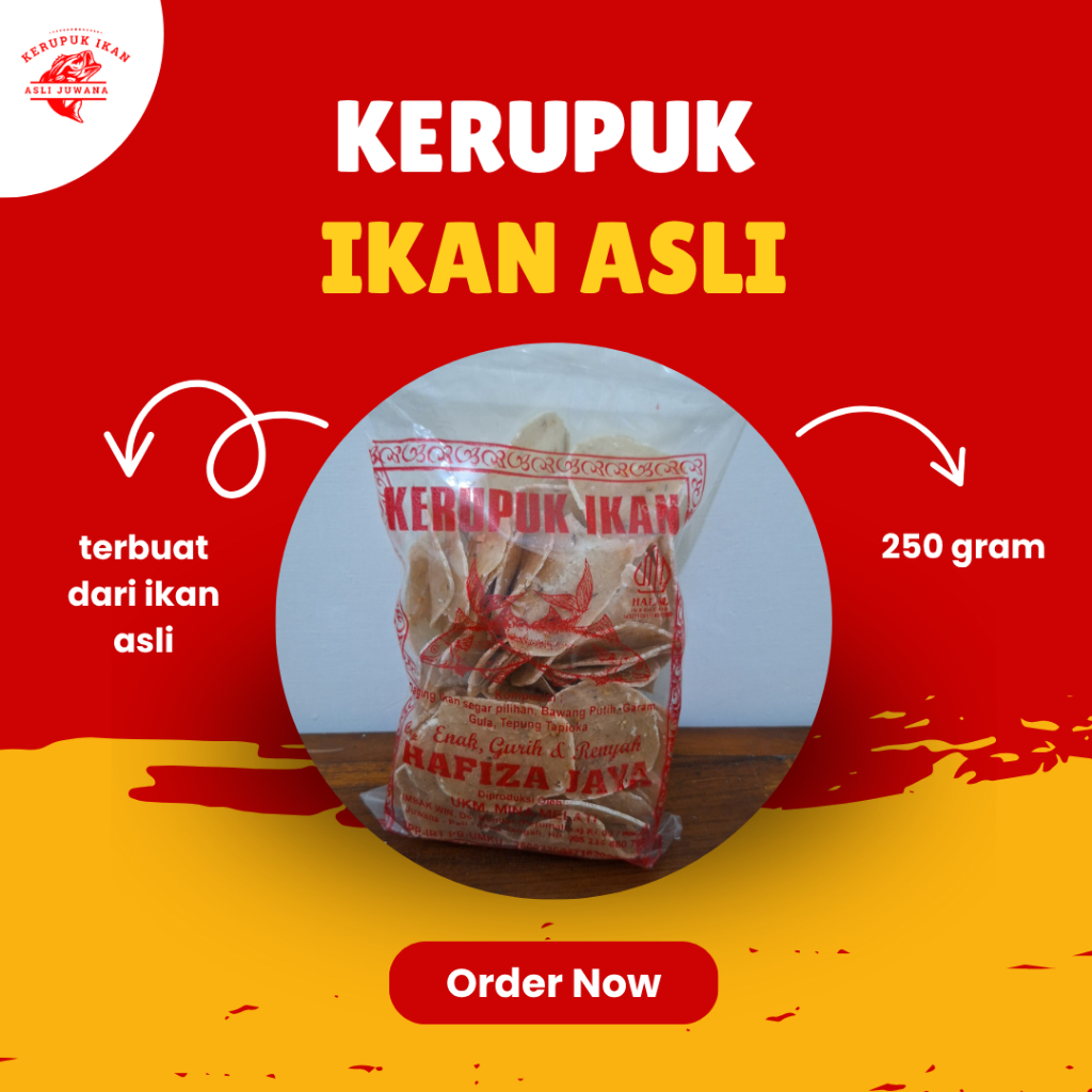 

Kerupuk Ikan Premium Mentah Asli "HAFIZA JAYA" Khas Juwana Pati 250gram