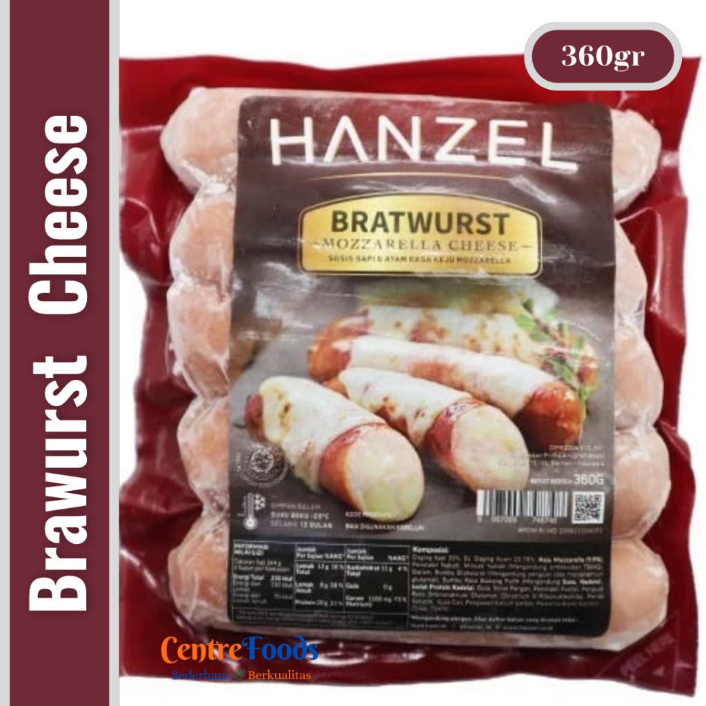 

Sosis Sapi & Ayam Rasa Keju Mozzarella - Bratwurst Mozzarella Cheese HANZEL | Isi 5 Pcs - 360gr [ Harga Per BKS ]