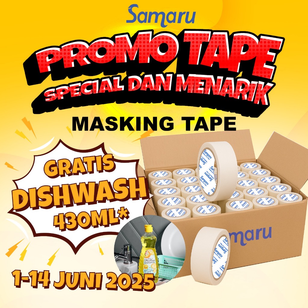 

MASKING TAPE/LAKBAN KERTAS/ISOLASI KERTAS/MASKING TAPE SAMARU 24mm (1INCH) 20 YARD
