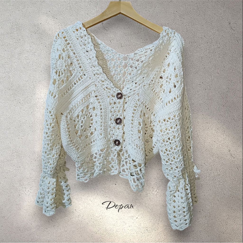 Vintage Cardigan Crochet| Handmade Rajut Cardigan Vintage