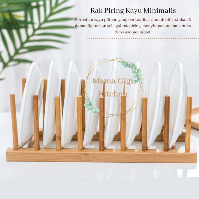 Murmer Rak Kayu Susun Piring Gelas Buku TALENAN Tutup Panci  Rak Dapur  Rak Meja Dapur  Rak Penyimpa