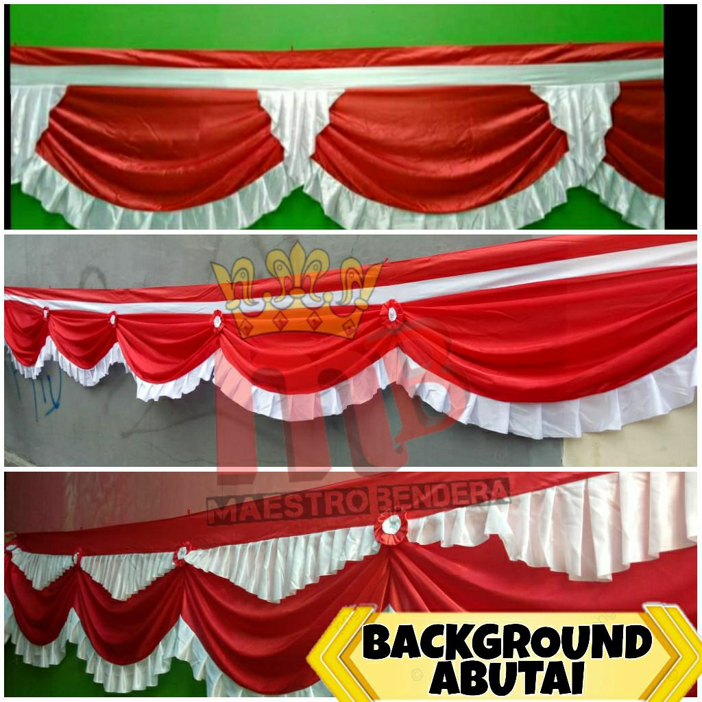 Bendera background Merah Putih Rempel Abutai 10 gelombang