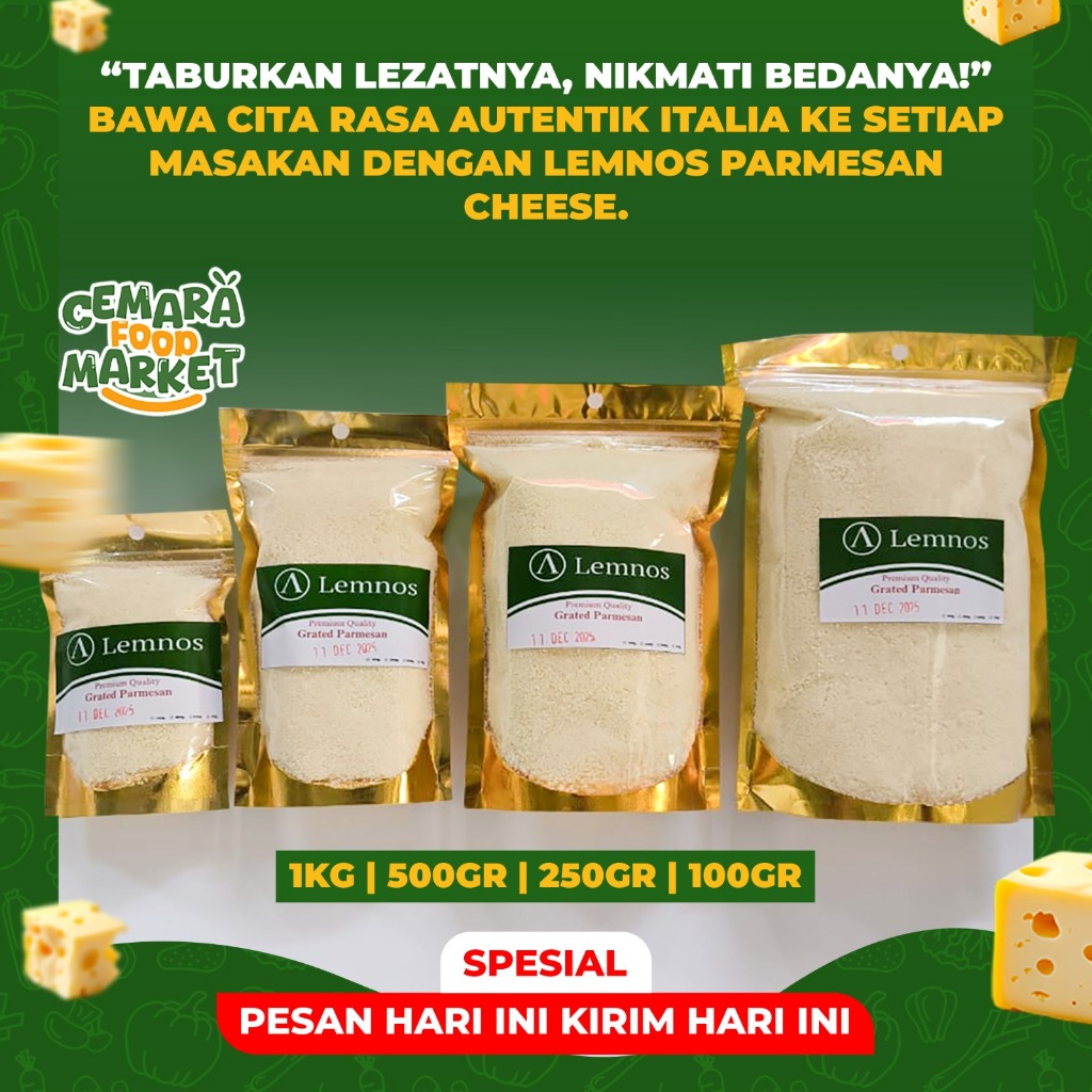 

Lemnos Parmesan Cheese 1kg / Grated Parmesan / Parmesan Parut/ Bubuk