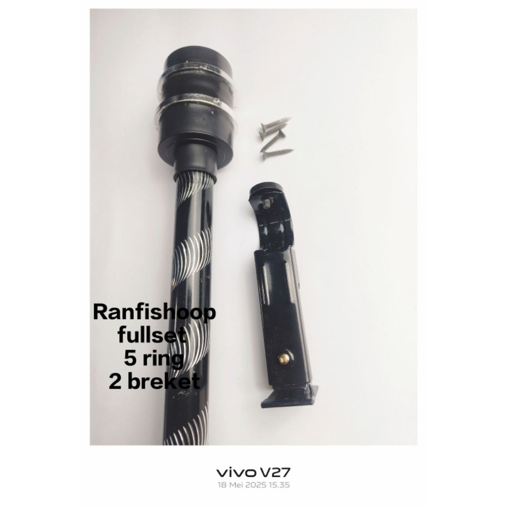 Batang Gorden Mewah Garis / Ulir Minimalis +5 ring Tiang Gorden Fullset Dekorasi Jendela Rollet Gord