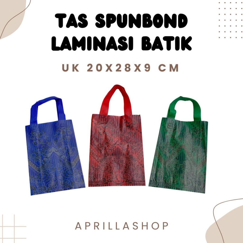 

( 1 LUSIN ) Tas Belanja - Tas Spunbond - Tas Souvenir - Tas Batik Bahan Laminasi Kecil ukuran 20x28x9 cm