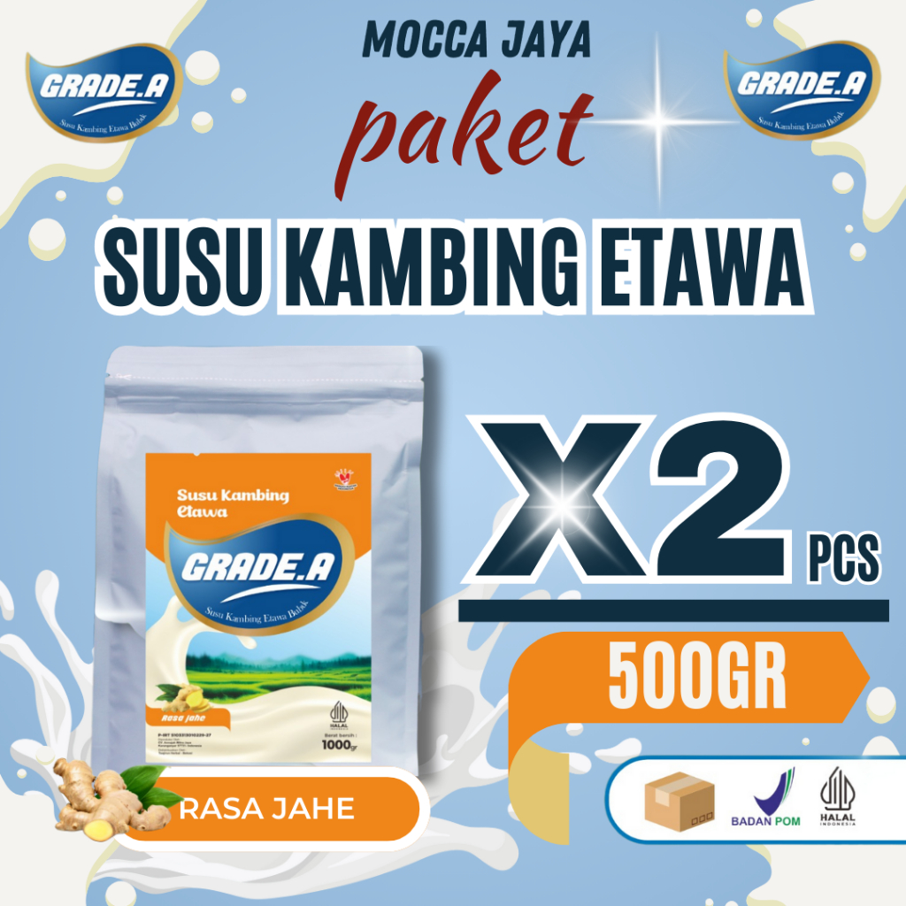 

PAKET 2 PCS GRADE.A SUSU KAMBING ETAWA BUBUK RASA JAHE 1KG\1000GR