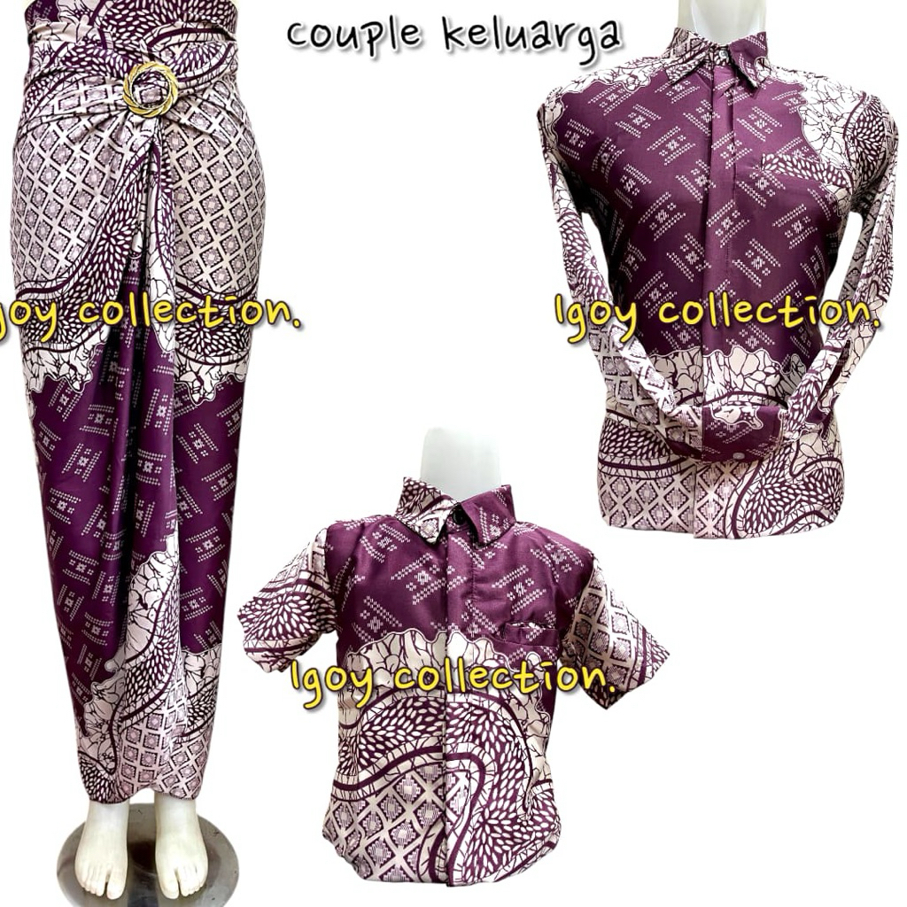 Couple Baju Batik Keluarga Baju Anak Laki-Laki dan rok lilit untuk seragaman keluarga pesta kondanga