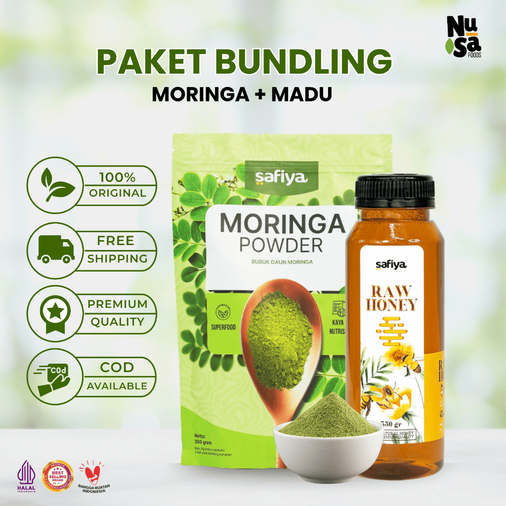 

[Paket 2In1] Daun Kelor Safiya Bubuk 250 Gram + Madu Murni 350 Gram Moringa Asli
