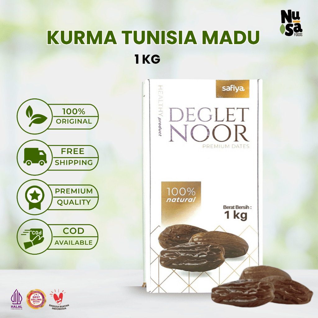 

Kurma Tunisia Madu Safiya 1 Kg Deglet Noor Fresh Original
