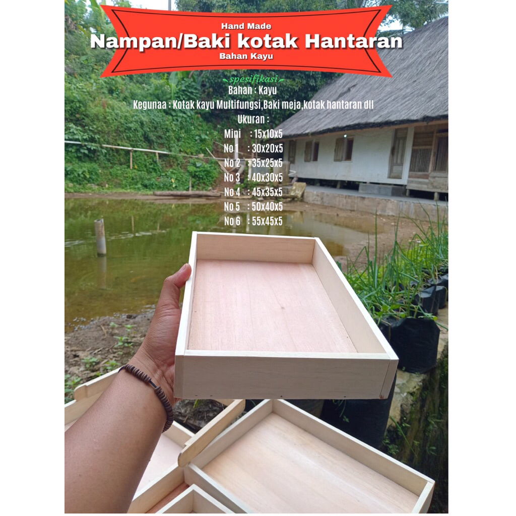 Nampan kayu kotak hantaran kotak kayu multifungsi baki nampan kayu