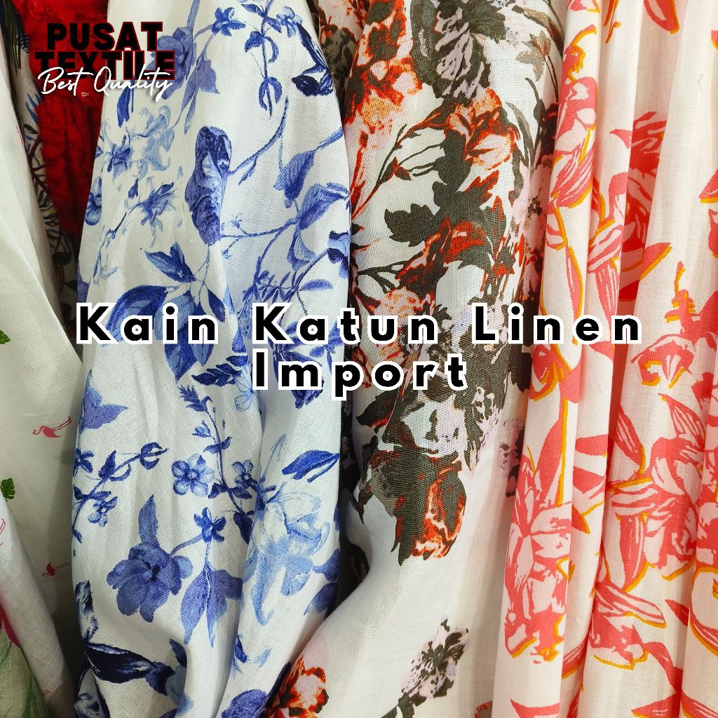 PROMO Kain Katun Linen Motif Premium/Kain Linen Motif/Kain Linen Meteran