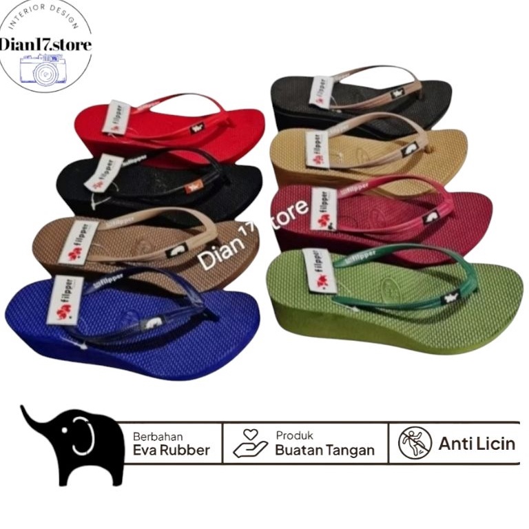 KODE E36G SANDAL WEDGES PEREMPUAN FILPPER CLASSIC FULL COLOUR SENDAL WEDGES FIPPER PREMIUM WANITA 5 