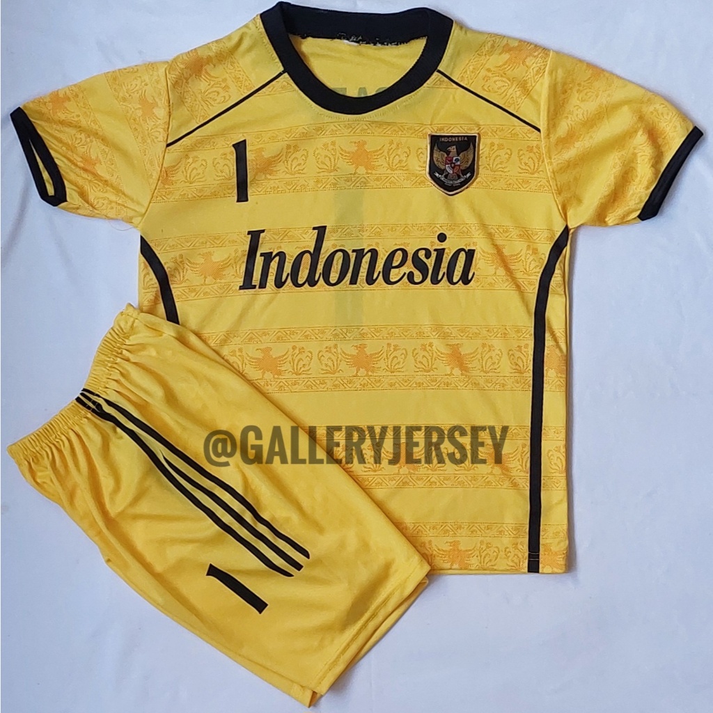 SETELAN BAJU BOLA KIPER TIMNAS INDONESIA KUNING MARTIN PAES ANAK ANAK SETELAN JERSEY BOLA ANAK ANAK 