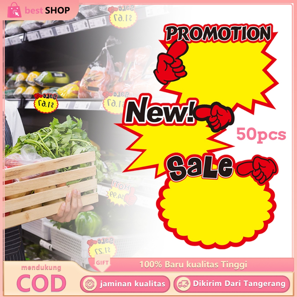 

50pcs/Set Card Harga Kertas Harga Promo Pop Card Price Tags Kertas Penjepit Harga Tulisan Sale Kartu Promosi