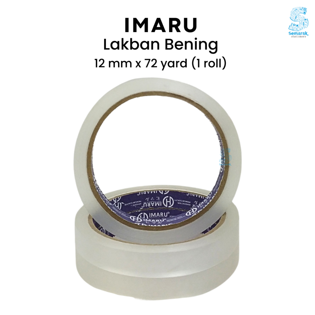 

Imaru Stationery Tape Isolasi Lakban Bening 12 x 72 Yard - Transparan [1 Roll]