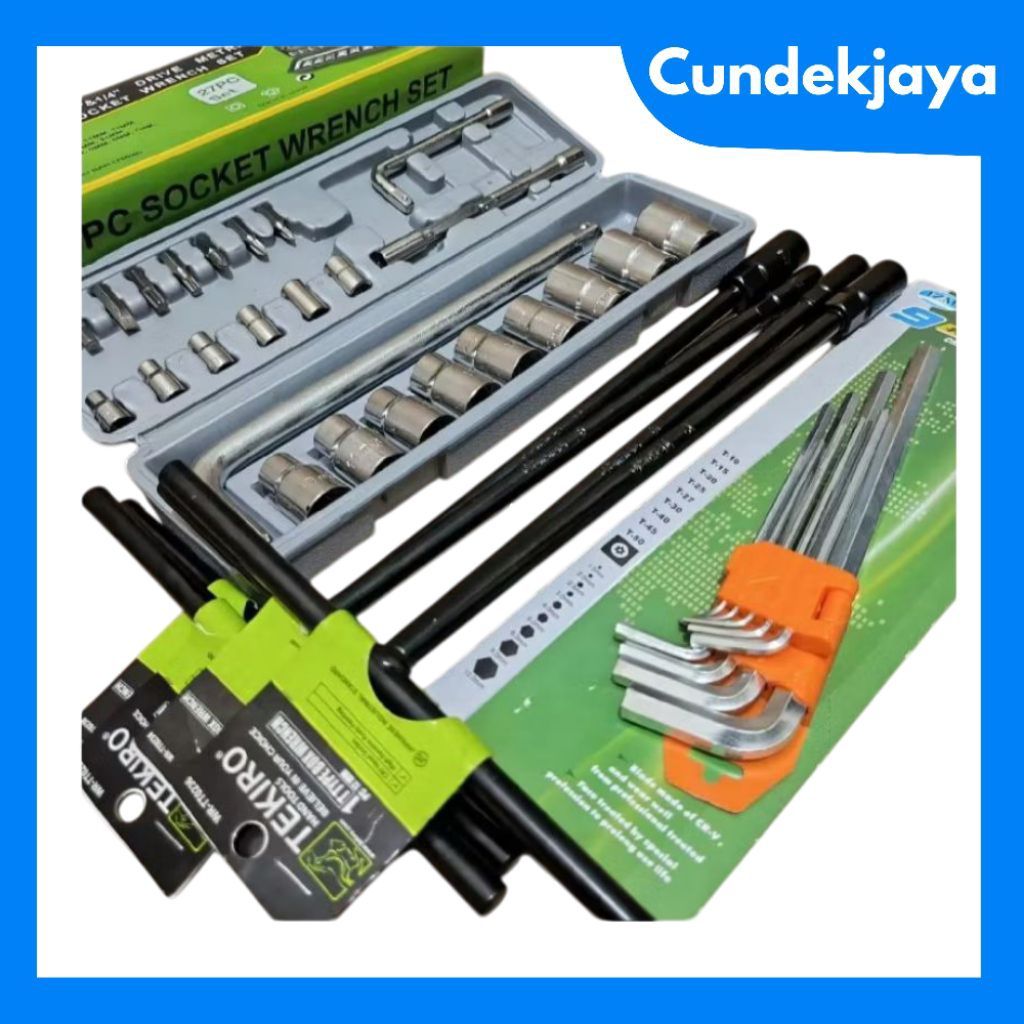 KUNCI SOK 27 Pcs + Kunci L Set 9Pcs + kunci T SET tekiro 8,10,12,14 mm BISA COD/ kunci shock set tek
