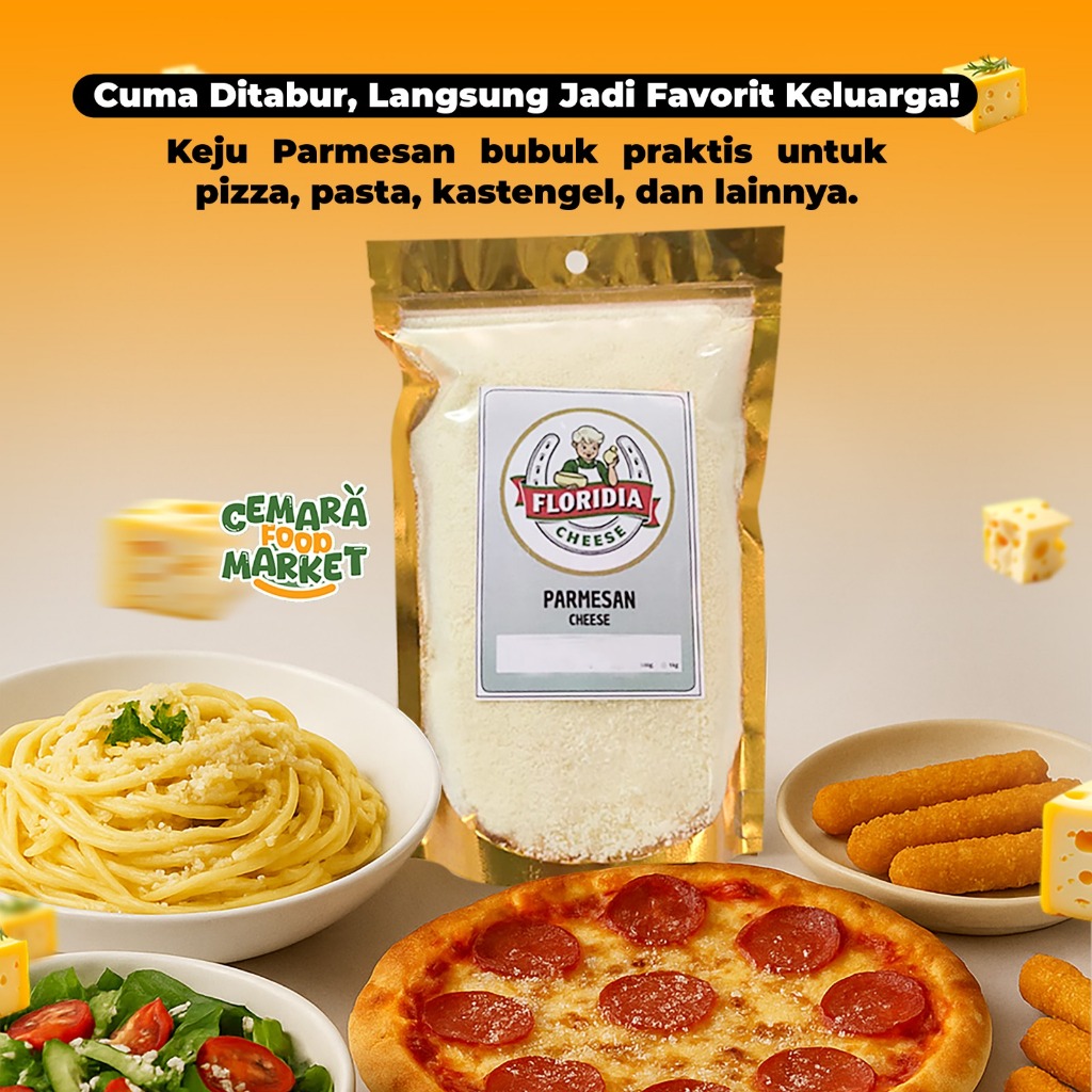 

FLORIDIA Parmesan Cheese 100 GR / Keju Parmesan Bubuk / Grated Parmesan