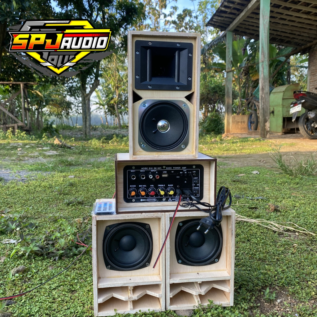 Paket Sound Miniatur Fullset Box CBS DOUBLE 4Inch dan Line Array 4  Inch Plus Speaker Lengkap Amplif