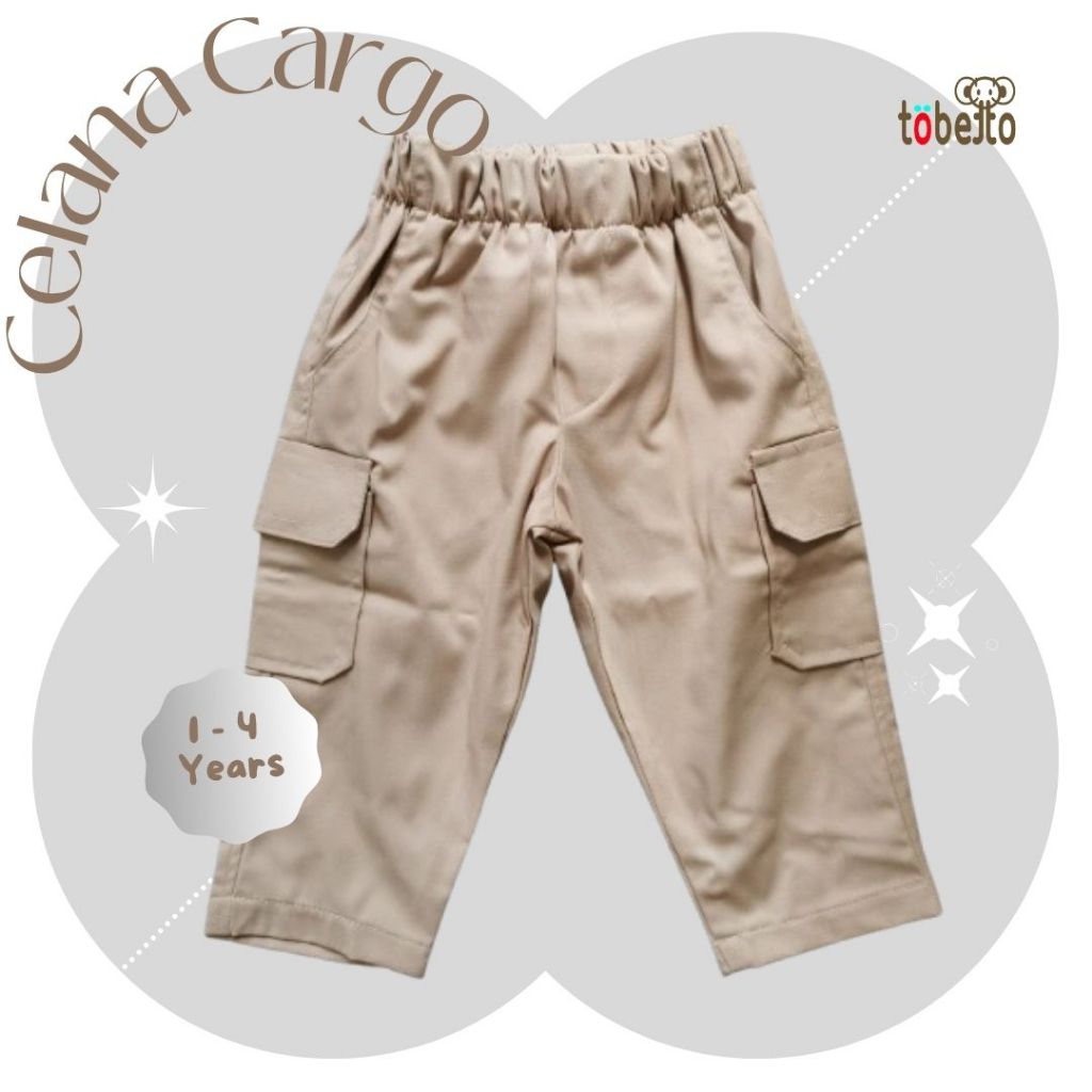 TOBETTO Celana Panjang Cargo 1-5 tahun Unisex Bahan Drill BISA ORDER LUSINAN GROSIR
