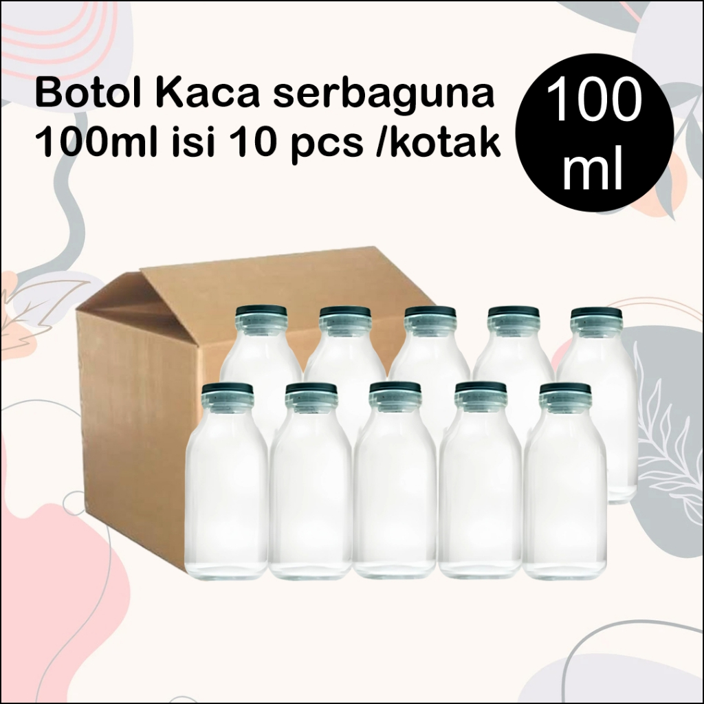 Botol Kaca Serbaguna 100ml Isi 10 Pcs/Kotak /botol kaca asi/botol kaca bumbu