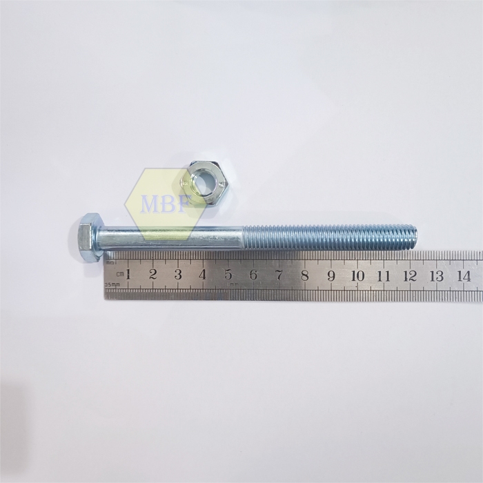 BMP M10 x 120 Baut Mur Hexagon Galvanis Putih M10x120