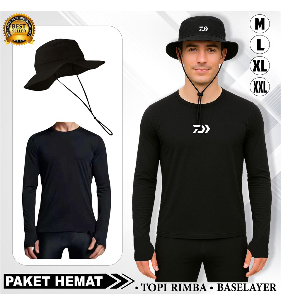 Baju mancing lengan panjang kaos mancing panjang topi mancing pelindung panas anti uv outdoor