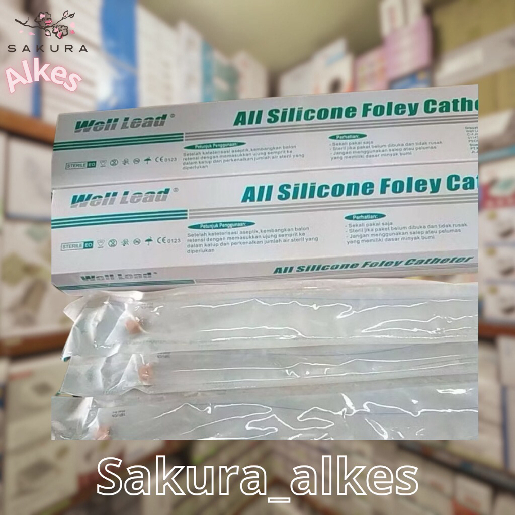 Fole kateter silikon Well Lead / Selang kencing 30 hari No 14 16 18
