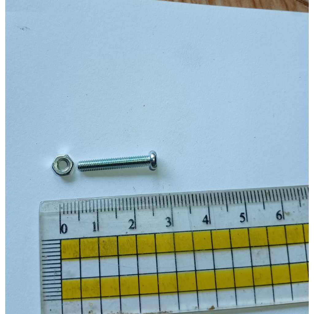 BAUT + MUR M3/3mm panjang 10/15/20/25/30/40/50/60 mm ( baut + mur) sepasang