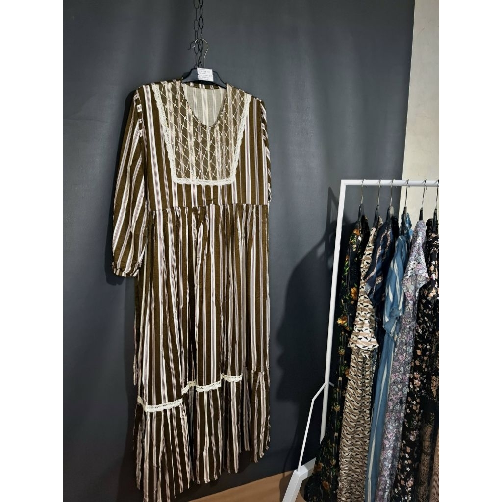 dress gamis slavina rayon premium super tebal adem motif terbaru kekinian tidak kusut