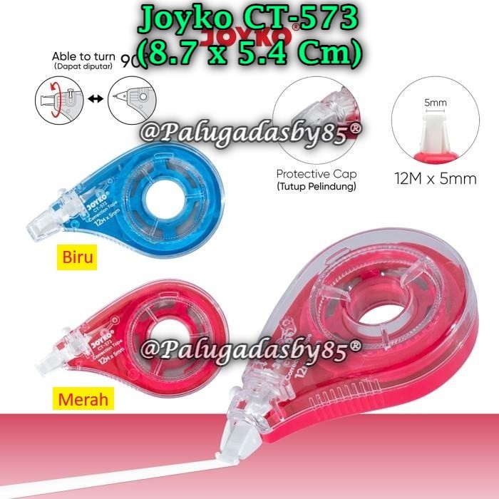 

(1 Biji) Correction Tape JOYKO CT-573 (12M*5mm) Correction Tape Pita Koreksi Joyko CT-573 (1 Biji)