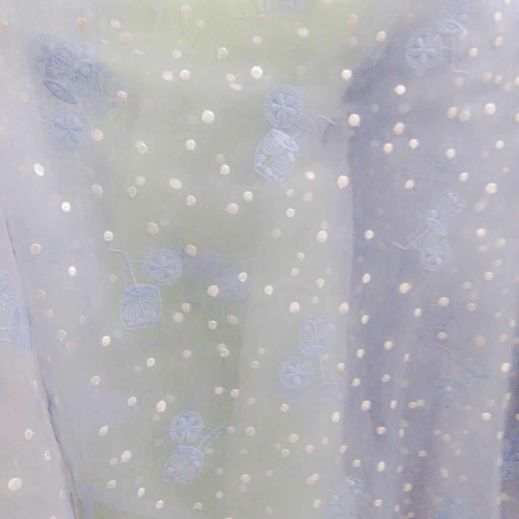 kain organza bordir motif bunga - (ZK) - kain organdi bordir - kain organza bordir bludru - harga pe