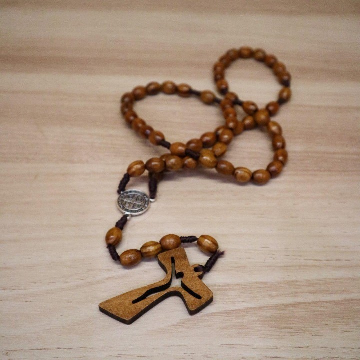 Yeraya Rosario Oval Benediktus Salib Tao Kayu Bolong 8mm rosario kayu ukir rosario korpus bolak bali