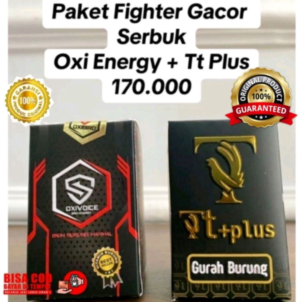 Satu paket vitamin burung oxivoice energy dan TT plus gurah burung (paket gacor fighter serbuk)
