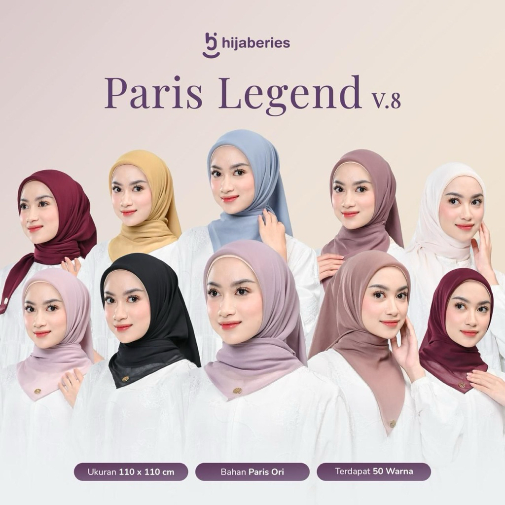 SEGIEMPAT PARIS LEGEND HIJABERIES Segiempat Paris Premium Ori FREE POUCH Segiempat Logo Metal Hijab 