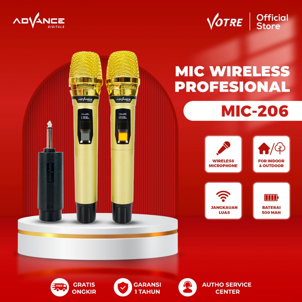 Advance Microphone Wireless Proffesional Double and Single (MIC-206/MIC-205/MIC-101 V3/MIC-103)