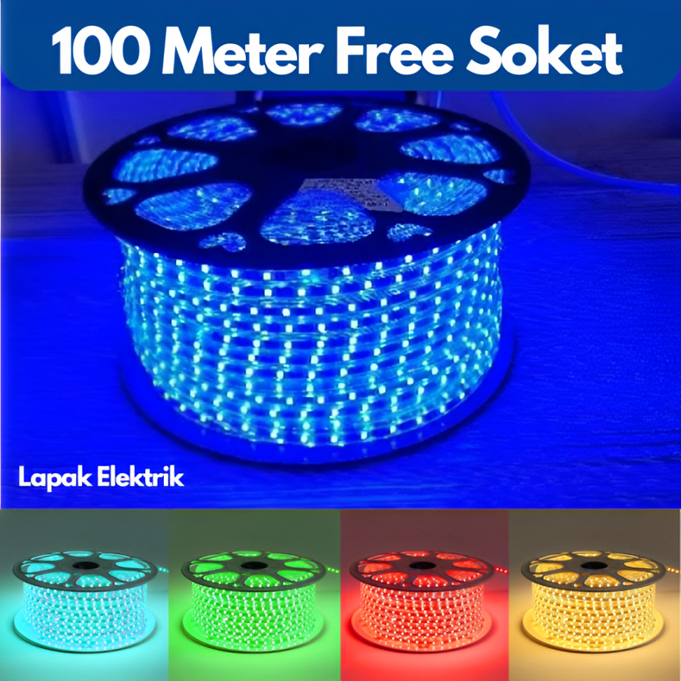 Lampu Led Selang 100 Meter 220V Waterproof Panjang 100m Strip Dekorasi Hias Plafon Rumah Aesthetic