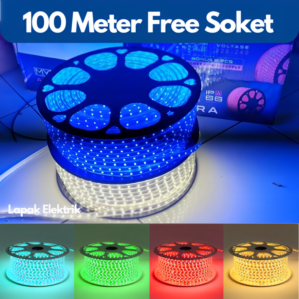 Lampu Led Selang 100 Meter 220V Outdoor Waterproof Strip Panjang 100m Hias Plafon Rumah Aesthetic