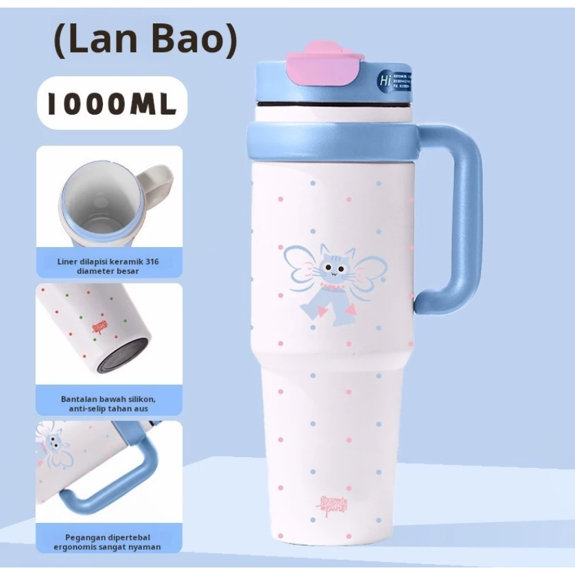 【COD】Tumbler Stainless Vacuum Portable Thermos Gelas Botol Minum Besar 1000ml