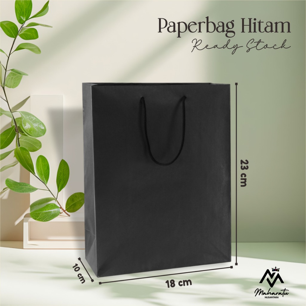 

[12PCS] PAPER BAG HITAM POLOS - TAS SOUVENIR PERNIKAHAN HITAM UKURAN 18X23X10