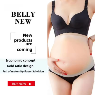 ABY Men's Pregnancy Belly Fake Beer Belly Silicone Pad Sponge Male Fake Belly Skin Pregnant