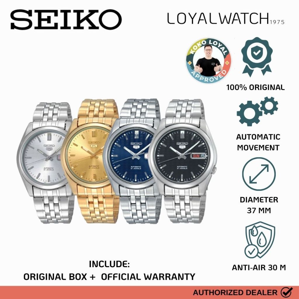 Jam Tangan Seiko 5 Pria SNK366K1 SNK355K1 SNK357K1 SNK361K1 Automatic Srainless Steel Original Garan