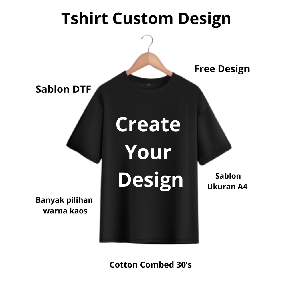 Miiushops - Kaos Dewasa Custom Desain Cotton Combed 30’s Sablon DTF