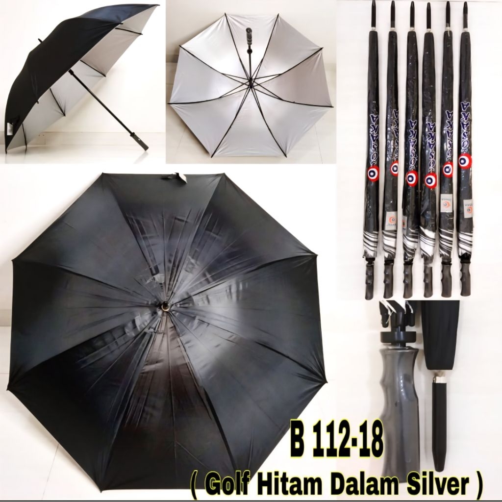 PAYUNG JUMBO GOLF BESAR POLOS GOLF BESAR  HITAM BIRU SILVER