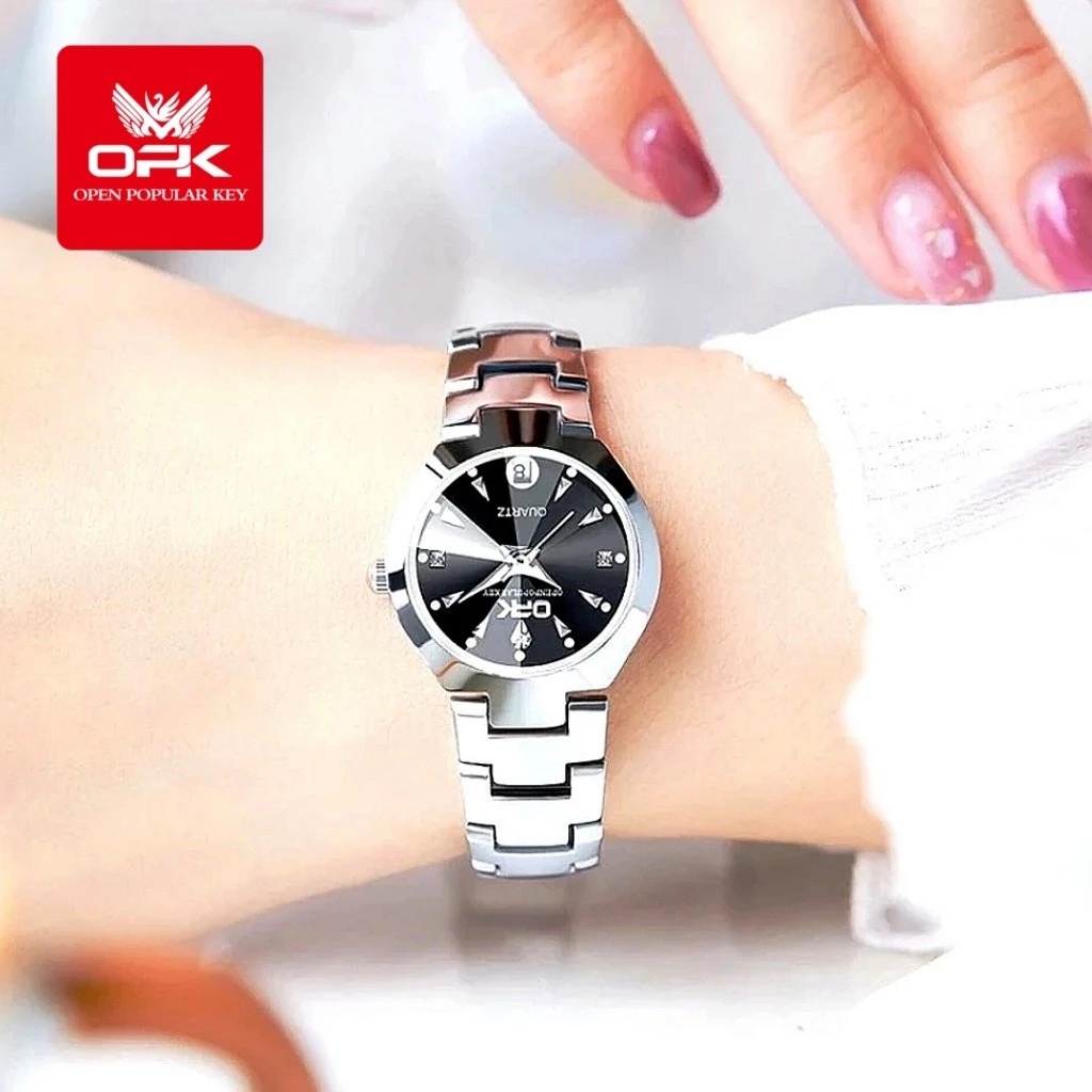 OPK Jam Tangan Wanita Anti Air Original Branded Cewek Kuarsa Stainless Steel Rantai Terbaru 2025