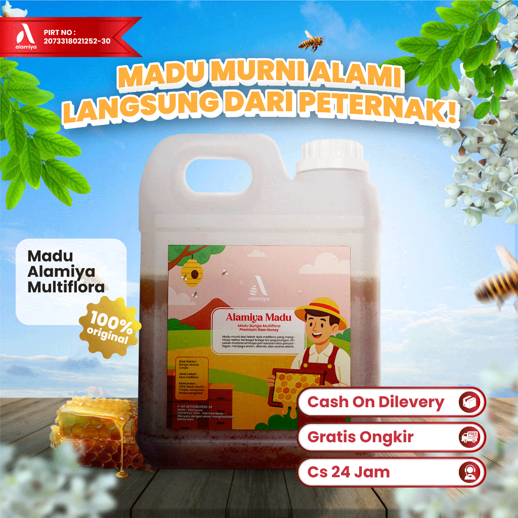 

Madu Alamiya Madu Murni Multiflora 100% Murni Tanpa tambahan Gula 1kg Tanpa Campuran