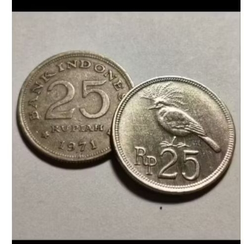 uang mahar koin kuno 25 rupiah burung 1971