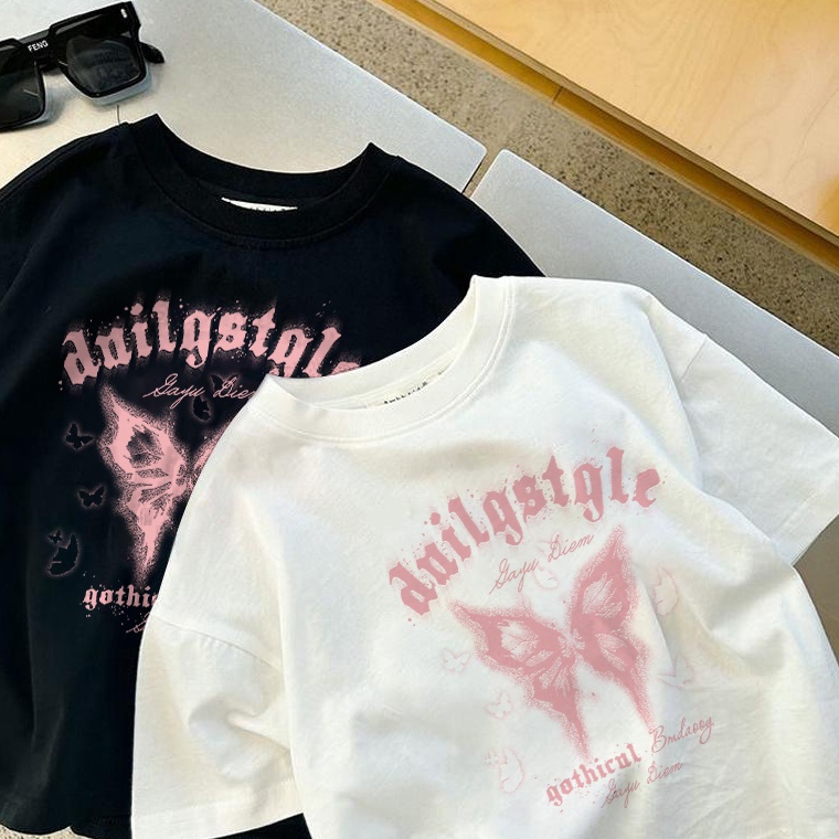 KODE Y58S Dailyway Anak Perempuan Tshirt Terbaru Import 212 TahunBaju Kaos Anak Cetakan kupukupu mer