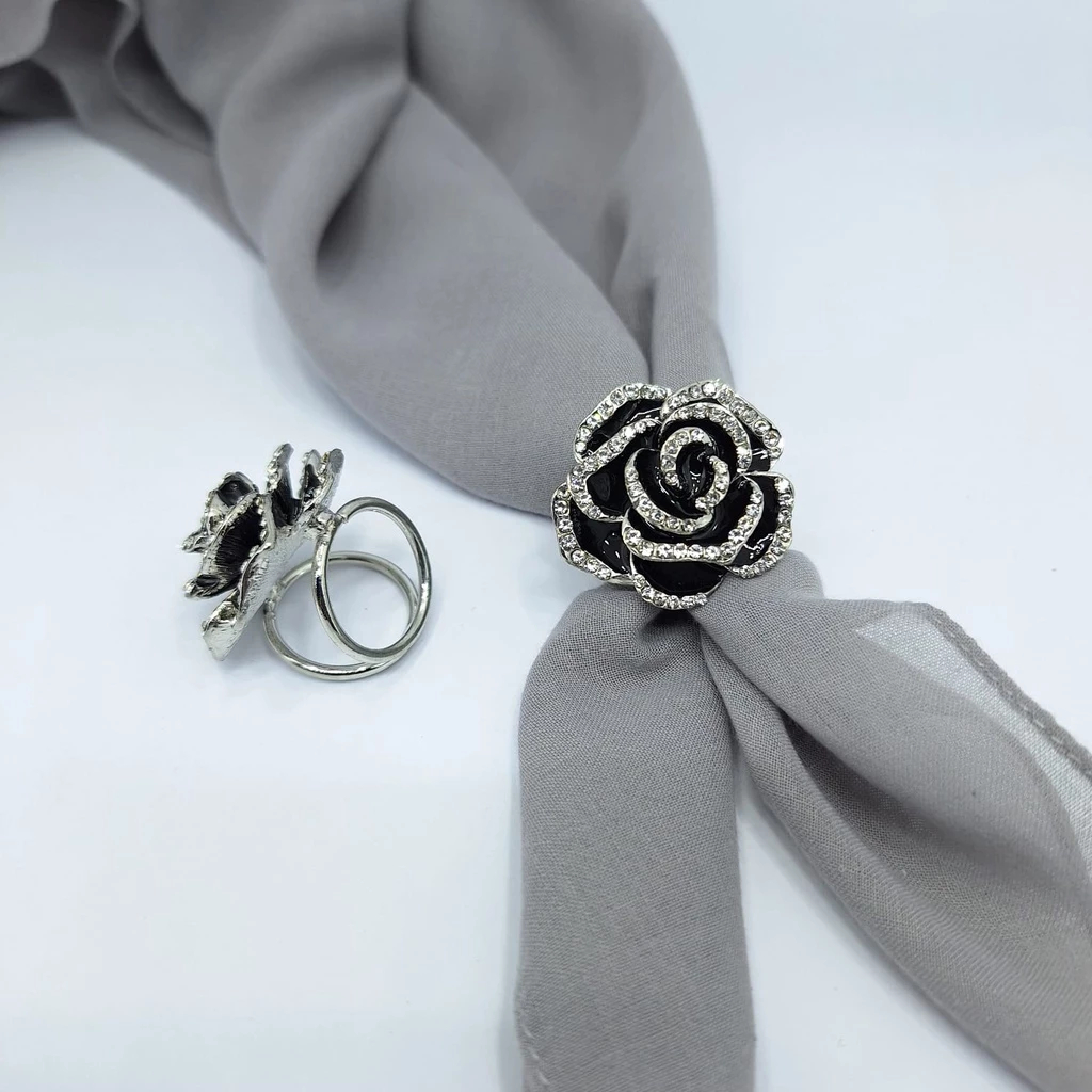 Ring Hijab Kerudung Segi Empat / Aksesoris Hiasan Hijab Wanita Bros Cincin Mewah